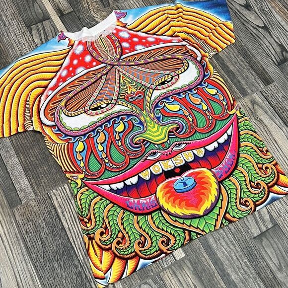 🔥 RaveNectar A.O.P. All over Print Hippie Boho Graphic Tee Chris Dyer Art Sz Me - Picture 2 of 7